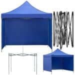 Pavilion pliabil gradina 3x3 m cu acoperis impermeabil si 3 pereti laterali, structura metalica, inaltime reglabila, albastru Mob360 - imagine 7