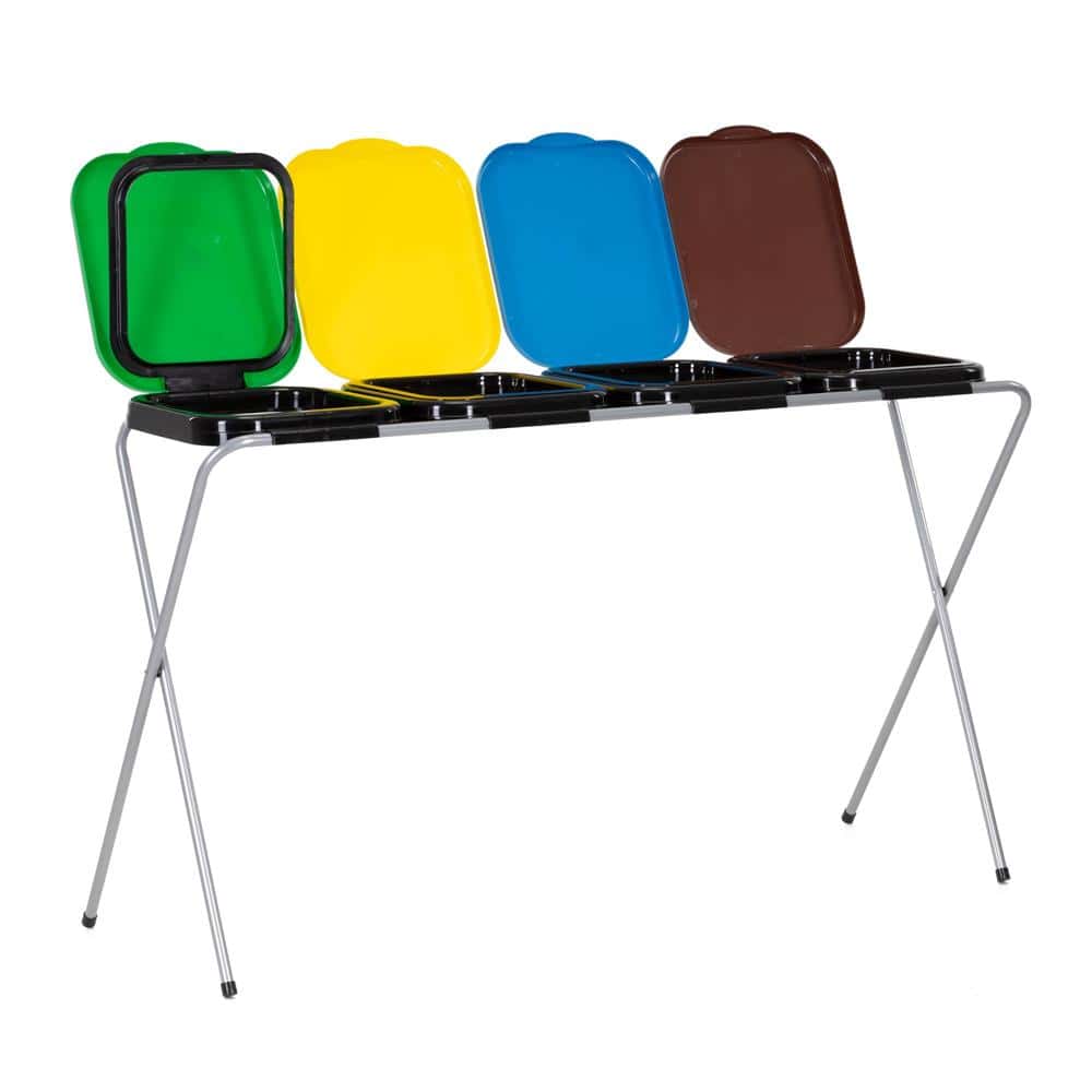HA1109-8 Cos de gunoi selectiv cu 4 compartimente, cadru metalic si capace PP, 128x42x74 cm Mob360 - imagine 1