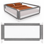 Bariera de siguranta pentru pat, protectie copii, 158 cm, reglabila pe inaltime 75-95 cm, gri Mob360 - imagine 5