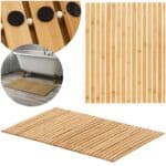 Covor antiderapant din bambus pentru baie, lamele orizontale, 50x80 cm, maro natur Mob360 - imagine 3