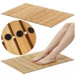 Covor antiderapant din bambus pentru baie, lamele orizontale, 50x80 cm, maro natur Mob360 - imagine 5