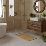 Covor antiderapant din bambus pentru baie, lamele orizontale, 50x80 cm, maro natur Mob360 - imagine 9