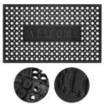 Covor de cauciuc perforat pentru intrare, PVC antiderapant, Welcome, 45x75 cm, negru Mob360 - imagine 2