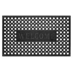 Covor de cauciuc perforat pentru intrare, PVC antiderapant, Welcome, 45x75 cm, negru Mob360