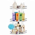 Etajera de colt pentru dus, cu 3 polite, montaj pe perete, inox, 25x25x59 cm, argintiu Mob360 - imagine 3