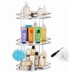 Etajera de colt pentru dus, cu 3 polite, montaj pe perete, inox, 25x25x59 cm, argintiu Mob360 - imagine 6