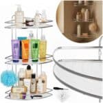 Etajera de colt pentru dus, cu 3 polite, montaj pe perete, inox, 25x25x59 cm, argintiu Mob360 - imagine 7