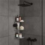 Etajera de colt pentru dus, cu 3 polite, montaj pe perete, inox, 25x25x59 cm, argintiu Mob360 - imagine 8