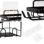 Set 5 polite metalice pentru dus cu montaj autoadeziv, inox, negru mat Mob360 - imagine 9