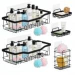 Set 5 polite metalice pentru dus cu montaj autoadeziv, inox, negru mat Mob360 - imagine 2