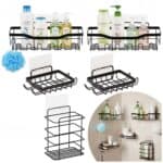 Set 5 polite metalice pentru dus cu montaj autoadeziv, inox, negru mat Mob360 - imagine 3