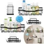 Set 5 polite metalice pentru dus cu montaj autoadeziv, inox, negru mat Mob360 - imagine 5