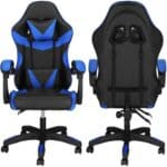 Scaun birou pentru gaming, ergonomic, suport lombar si tetiera, 114-123x55x50 cm, negru si albastru Mob360 - imagine 6