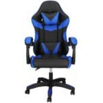 Scaun birou pentru gaming, ergonomic, suport lombar si tetiera, 114-123x55x50 cm, negru si albastru Mob360