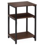 Noptiera cu 3 rafturi din PAL si cadru metalic, 35x31x59 cm, maro inchis Mob360