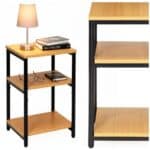 Noptiera cu 3 rafturi din PAL si cadru metalic, 35x31x59 cm, maro natur Mob360 - imagine 2