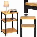 Noptiera cu 3 rafturi din PAL si cadru metalic, 35x31x59 cm, maro natur Mob360 - imagine 3