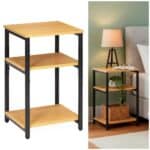 Noptiera cu 3 rafturi din PAL si cadru metalic, 35x31x59 cm, maro natur Mob360 - imagine 4