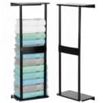 Raft metalic pentru prosoape, structura cu finisaj mat, accesorii montaj incluse, 31x15x77 cm, negru Mob360 - imagine 3