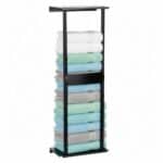 Raft metalic pentru prosoape, structura cu finisaj mat, accesorii montaj incluse, 31x15x77 cm, negru Mob360