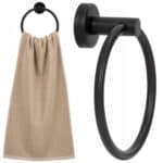 Suport metalic tip inel pentru prosop, inox cu finisaj mat, diametru 17 cm, accesorii montaj incluse, negru Mob360 - imagine 3