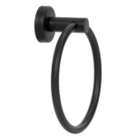 Suport metalic tip inel pentru prosop, inox cu finisaj mat, diametru 17 cm, accesorii montaj incluse, negru Mob360