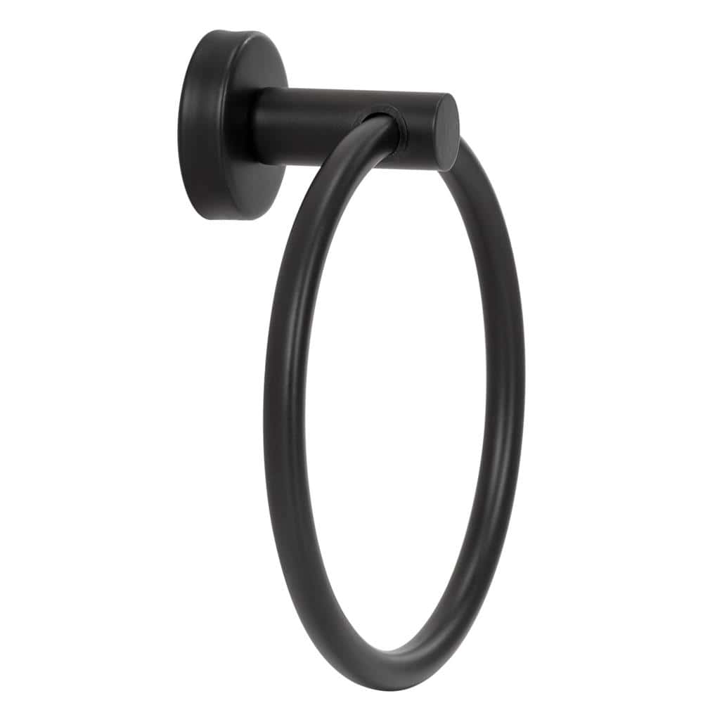 HG-0076-10 Suport metalic tip inel pentru prosop, inox cu finisaj mat, diametru 17 cm, accesorii montaj incluse, negru Mob360 - imagine 1