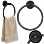 Suport metalic tip inel pentru prosop, inox cu finisaj mat, diametru 17 cm, accesorii montaj incluse, negru Mob360 - imagine 4