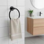 Suport metalic tip inel pentru prosop, inox cu finisaj mat, diametru 17 cm, accesorii montaj incluse, negru Mob360 - imagine 8