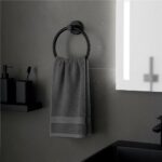 Suport metalic tip inel pentru prosop, inox cu finisaj mat, diametru 17 cm, accesorii montaj incluse, negru Mob360 - imagine 9