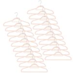 Set de 20 de umerase pentru haine, din velur, cu carlig rotativ, 45x23 cm, roz Mob360 - imagine 2