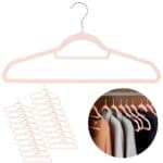 Set de 20 de umerase pentru haine, din velur, cu carlig rotativ, 45x23 cm, roz Mob360 - imagine 5