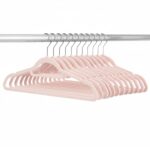 Set de 20 de umerase pentru haine, din velur, cu carlig rotativ, 45x23 cm, roz Mob360 - imagine 8