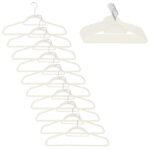 Set de 20 de umerase pentru haine, din velur, cu carlig rotativ, 45x23 cm, ecru Mob360