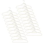 Set de 20 de umerase pentru haine, din velur, cu carlig rotativ, 45x23 cm, ecru Mob360 - imagine 2