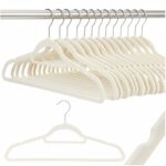 Set de 20 de umerase pentru haine, din velur, cu carlig rotativ, 45x23 cm, ecru Mob360 - imagine 3