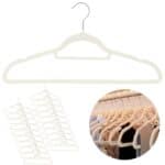 Set de 20 de umerase pentru haine, din velur, cu carlig rotativ, 45x23 cm, ecru Mob360 - imagine 4