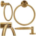 Suport metalic tip inel pentru prosop, inox cu finisaj lucios, diametru 17 cm, accesorii montaj incluse, auriu Mob360 - imagine 5