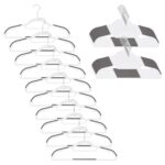 Set de 30 de umerase antiderapante pentru haine, din PE, cu carlig metalic rotativ, 41 cm, alb si gri Mob360