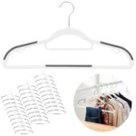 Set de 30 de umerase antiderapante pentru haine, din PE, cu carlig metalic rotativ, 41 cm, alb si gri Mob360 - imagine 4