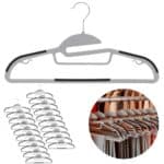 Set de 20 de umerase antiderapante pentru haine, din PE, cu carlig metalic rotativ, 41 cm, gri si negru Mob360 - imagine 3