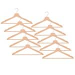 Set de 10 umerase din lemn cu carlig cromat rotativ, forma ergonomica, 43x21 cm, maro natur Mob360