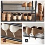 VASAGLE Cuier hol cu banca si raft pantofi, 9 carlige, cadru metalic, stil industrial, 85x30x181 cm, maro rustic Mob360 - imagine 5