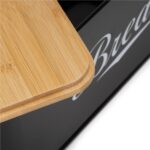 Cutie pentru paine din metal cu capac din bambus, finisaj lucios, 33x18x14 cm, negru Mob360 - imagine 7