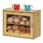 Cutie pentru paine din bambus cu fereastra transparenta, inchidere magnetica, 39x20x31 cm, bambus natural Mob360 - imagine 3