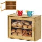 Cutie pentru paine din bambus cu fereastra transparenta, inchidere magnetica, 39x20x31 cm, bambus natural Mob360 - imagine 5