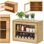 Cutie pentru paine din bambus cu fereastra transparenta, inchidere magnetica, 39x20x31 cm, bambus natural Mob360 - imagine 6