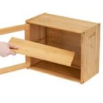 Cutie pentru paine din bambus cu fereastra transparenta, inchidere magnetica, 39x20x31 cm, bambus natural Mob360 - imagine 9