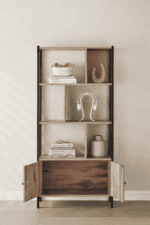 VASAGLE Biblioteca cu 4 rafturi si dulap inferior cu 2 usi, stil industrial, 74x30x155cm, stejar Mob360 - imagine 5