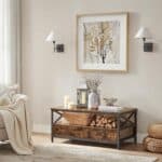 VASAGLE Masuta cafea cu 2 sertare si compartiment deschis, structura metalica, stil industrial, 100x55x45 cm, maro rustic Mob360 - imagine 3